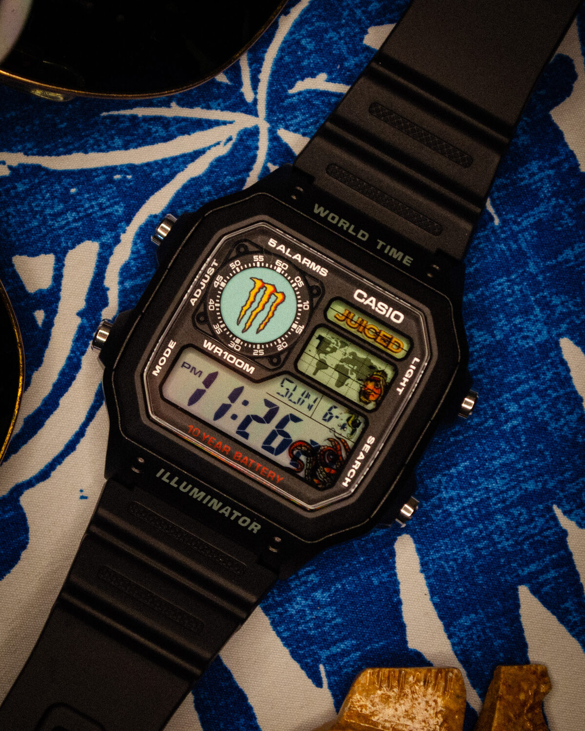 Semper Fi build — gold and black case with USMC-themed dial and leather strap